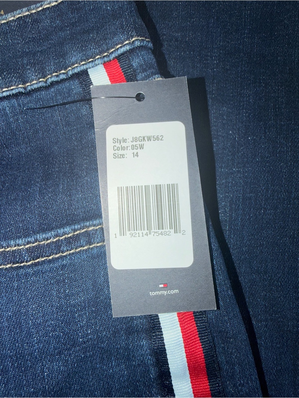 Tommy Hilfiger Women’s Dark Blue Jeans with Red & White Side Stripes - Picture 3 of 6